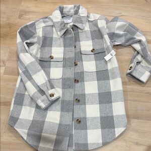 NWOT Old Navy Gray and White Plaid Shacket